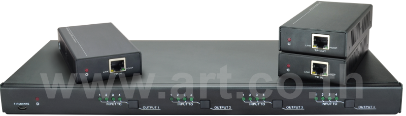 MUH44E  :::  เครื่องสลับสัญญาณ HDMI 4 ช่อง เป็น HDBaseT 3 ช่อง และ HDMI 1 ช่อง พร้อมถอดเสียงเป็นอนาล็อก และ ดิจิตอล รองรับ 4K