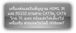 TPUH412 :: เครื่องส่งและรับสัญญาณ HDMI, IR และ RS232 ผ่านสาย CAT5e, CAT6 ไกล 70 เมตร พร้อมส่งไฟเลี้ยงไปเครื่องรับ ด้วยเทคโนโลยี่ HDBaseT