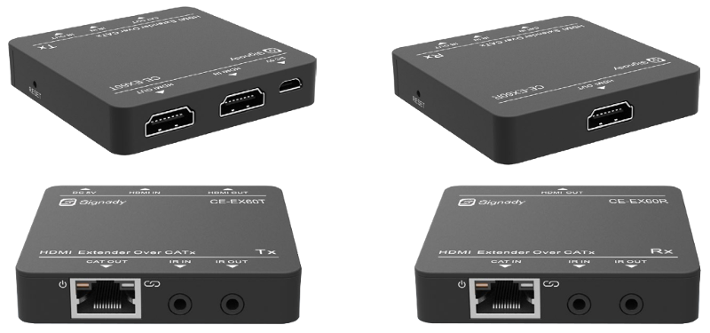 CE-EX60 :: เครื่องส่งและรับสัญญาณ HDMI และ IR ผ่านสาย CAT5e, CAT6 ไกล 60 เมตร พร้อมส่งไฟเลี้ยงไปเครื่องรับ