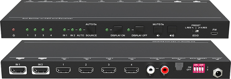 SUH24-H2 :::  เครื่องกระจายสัญญาณ HDMI เข้า 2 ช่อง  ออก 4 ช่อง