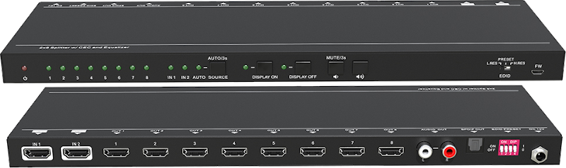 SUH28-H2 :::  เครื่องกระจายสัญญาณ HDMI เข้า 2 ช่อง  ออก 8 ช่อง